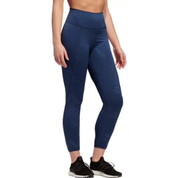 Adidas Believe This 2.0 Badge of Sport Leggings Womens Medium Blue 7/8 Length - Picture 1 of 7